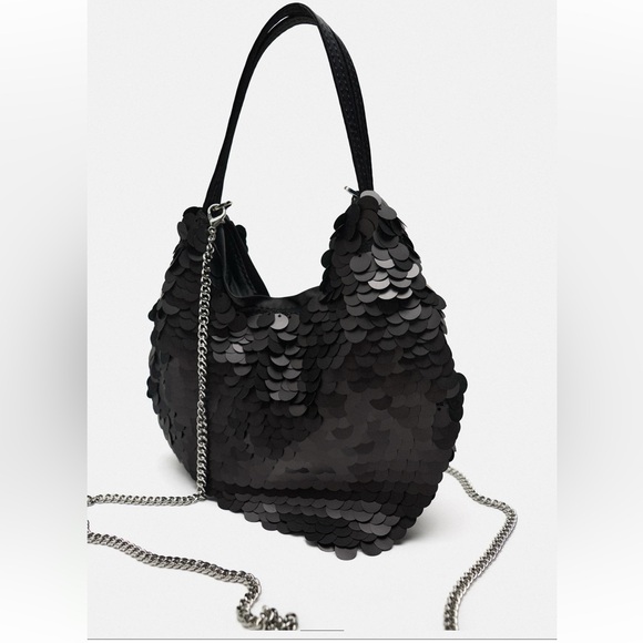 ZARA SEQUIN MINI BUCKET BAG - Picture 2 of 9